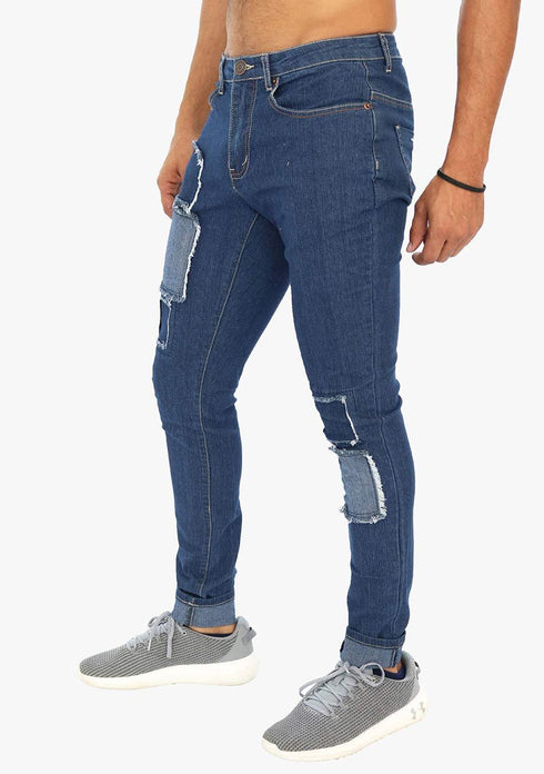 Men's AQ Patched Skinny Fit Stretch Jean "Brooklyn"